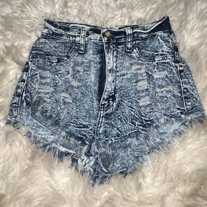 Denim Washed Super High Waist Shorts
